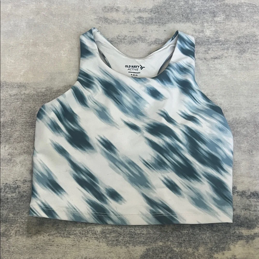(130)Old Navy Kids Blue and White Tank Top